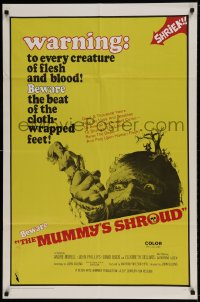 7r590 MUMMY'S SHROUD 1sh 1967 Hammer horror, beware the beat of the cloth-wrapped feet!