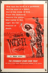 7r602 NAKED WITCH 1sh 1964 fantastic silly horror art of sexy naked girl with body of a goddess!