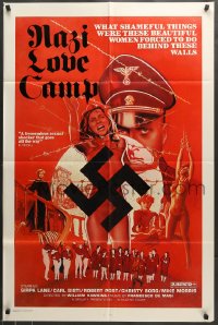7r606 NAZI LOVE CAMP 1sh 1977 classic bad taste image of tortured girls & swastika!