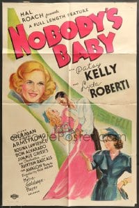7r617 NOBODY'S BABY 1sh 1937 Patsy Kelly, Lyda Roberti, Lynne Overman, romantic stone litho art!