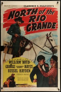 7r618 NORTH OF THE RIO GRANDE 1sh R1946 William Boyd as Hopalong Cassidy + Gabby Hayes!