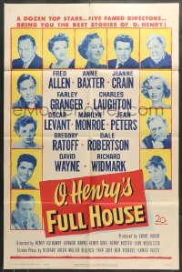 7r621 O HENRY'S FULL HOUSE 1sh 1952 young Marilyn Monroe pictured with many other top stars!