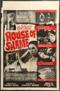7r626 OLGA'S HOUSE OF SHAME 1sh 1964 rough sex, wild images of bound girls in peril!