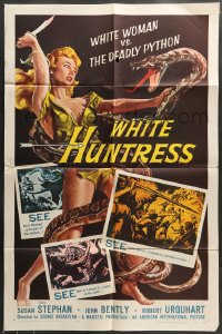 7r637 OUTLAW SAFARI 1sh R1957 great artwork of super sexy White Huntress vs deadly python!
