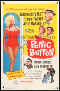 7r642 PANIC BUTTON 1sh 1964 Maurice Chevalier, sexy Jayne Mansfield in bikini!