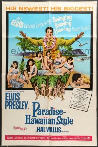 7r643 PARADISE - HAWAIIAN STYLE 1sh 1966 Elvis Presley on the beach with sexy tropical babes!