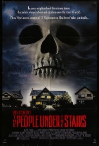 7r651 PEOPLE UNDER THE STAIRS 1sh 1991 Wes Craven, cool image of huge skull looming over house!