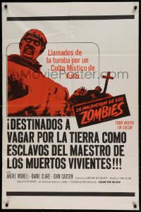 7r661 PLAGUE OF THE ZOMBIES Spanish/US 1sh 1966 Hammer horror, great undead monster image!