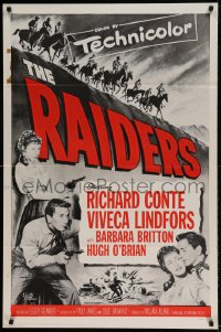 7r692 RAIDERS 1sh R1960s Richard Conte & Viveca Lindfors in the last furious days of gold mine wars