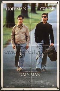 7r696 RAIN MAN 1sh 1988 Tom Cruise & autistic Dustin Hoffman, directed by Barry Levinson!