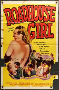 7r721 ROADHOUSE GIRL 1sh 1955 two great sexy images of near-naked beautiful but bad Sandra Dorne!