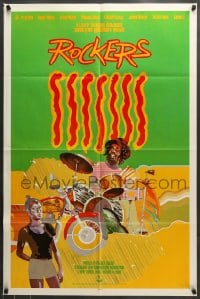 7r726 ROCKERS 1sh 1980 Bunny Wailer, The Heptones, Peter Tosh, cool art of reggae drummer!