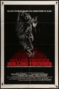 7r732 ROLLING THUNDER 1sh 1977 Paul Schrader, wild image of crazed veteran with hook!