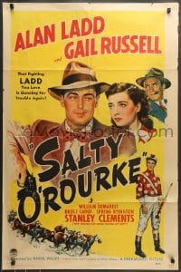 7r744 SALTY O'ROURKE style A 1sh 1945 Alan Ladd, Gail Russell, gambling, cool horse racing artwork!