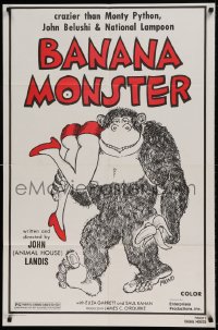7r754 SCHLOCK 1sh R1979 John Landis horror comedy, wacky art of ape man carrying sexy girl!