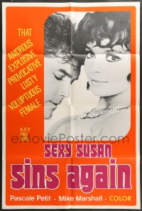 7r773 SEXY SUSAN SINS AGAIN Canadian 1sh 1971 sexy completely naked Pascale Petit, Jeffrey Hunter!
