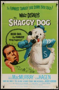 7r777 SHAGGY DOG 1sh R1974 Disney, Fred MacMurray in the funniest sheep dog story ever told!