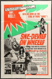 7r780 SHE-DEVILS ON WHEELS 1sh 1968 Herschell Gordon Lewis, wild bloody images!