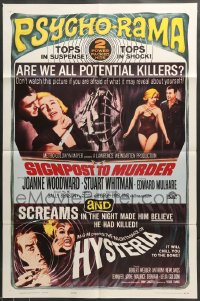 7r785 SIGNPOST TO MURDER/HYSTERIA 1sh 1965 psycho-rama, tops in suspense, tops in shock!
