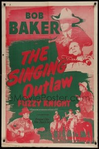 7r790 SINGING OUTLAW 1sh R1948 Bob Baker, Joan Barclay, Fuzzy Knight, wonderful western images!