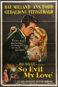 7r799 SO EVIL MY LOVE style A 1sh 1948 great art of Ray Milland & back-stabbing Ann Todd!