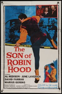 7r804 SON OF ROBIN HOOD 1sh 1959 full-length image of David Hedison in the title role!