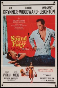 7r808 SOUND & THE FURY 1sh 1959 Martin Ritt, Yul Brynner with hair glares at Joanne Woodward!