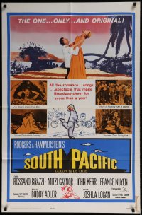 7r809 SOUTH PACIFIC 1sh R1964 Rossano Brazzi, Mitzi Gaynor, Rodgers & Hammerstein musical!