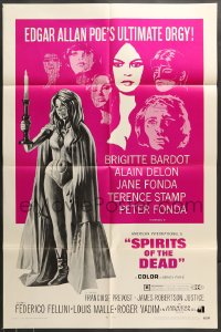 7r811 SPIRITS OF THE DEAD 1sh 1969 Federico Fellini, Reynold Brown artwork of sexy Jane Fonda!