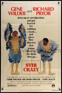 7r829 STIR CRAZY 1sh 1980 Gene Wilder & Richard Pryor in chicken suits, directed by Sidney Poitier!