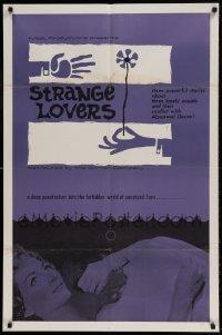 7r831 STRANGE LOVERS 1sh 1963 Jennifer Boles, Mark Bradley, Sylvia Brenner, cool art!