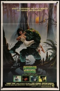 7r847 SWAMP THING studio style 1sh 1982 Wes Craven, Richard Hescox art of him holding sexy Adrienne Barbeau!