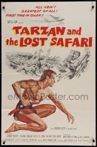 7r861 TARZAN & THE LOST SAFARI 1sh 1957 cool artwork of Gordon Scott, first time in color!