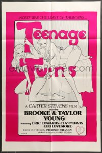 7r873 TEENAGE TWINS 1sh 1976 sexy twins Brooke & Taylor Young, x-rated!