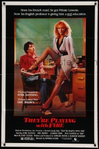 7r890 THEY'RE PLAYING WITH FIRE 1sh 1984 sexy Playboy Sensation Sybil Danning is the teacher!