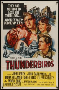 7r902 THUNDERBIRDS 1sh 1952 cool art of John Derek & John Barrymore!