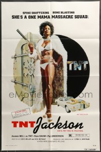 7r906 TNT JACKSON 1sh 1974 John Solie art of Jeanne Bell, sexy black hit woman!