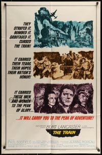 7r919 TRAIN style A 1sh 1965 Lancaster & Paul Scofield in WWII, Frankenheimer, Sandy Kossin art!