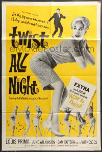 7r928 TWIST ALL NIGHT 1sh 1962 Louis Prima, great images of sexy dancing June Wilkinson!