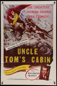 7r934 UNCLE TOM'S CABIN 1sh R1958 Harriet Beecher Stowe classic, greatest human drama ever filmed!