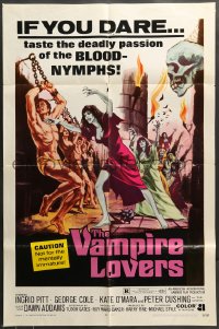 7r942 VAMPIRE LOVERS 1sh 1970 Hammer, taste the deadly passion of the blood-nymphs if you dare!