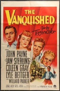 7r945 VANQUISHED 1sh 1953 headshots of John Payne, Jan Sterling, Coleen Gray, Lyle Bettger!