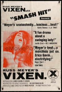 7r954 VIXEN 25x38 1sh 1968 classic Russ Meyer, is sexy naked Erica Gavin woman or animal?