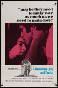 7r959 WALK WITH LOVE & DEATH int'l 1sh 1969 John Huston, Anjelica Huston romantic close up!