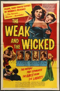 7r964 WEAK & THE WICKED 1sh 1954 bad girl Diana Dors, strips bare raw facts of women in prison