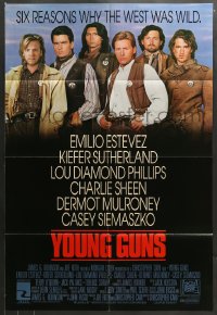 7r994 YOUNG GUNS int'l 1sh 1988 Emilio Estevez, Charlie Sheen, Kiefer Sutherland, Lou Diamond Phillips