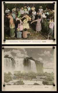 7s220 CURUCU, BEAST OF THE AMAZON 2 color 8x10 stills 1956 John Bromfield in dance, waterfall scene
