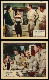 7s227 JOE BUTTERFLY 2 color English FOH LCs 1957 Audie Murphy & soldiers in World War II Japan!