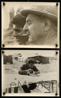 7s731 LONGEST DAY 5 8x10 stills 1962 one candid of Paul Anka eating & one with Darryl F. Zanuck!
