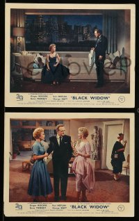7s169 BLACK WIDOW 4 color English FOH LCs 1954 Ginger Rogers, Gene Tierney, Van Heflin, George Raft!